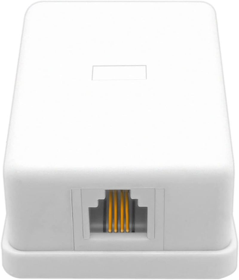NECABLES Phone Jack Surface Mount Single Port Telephone Jack Box 4 Screw Terminals to 1 RJ11 6P4C Female White - Image 3